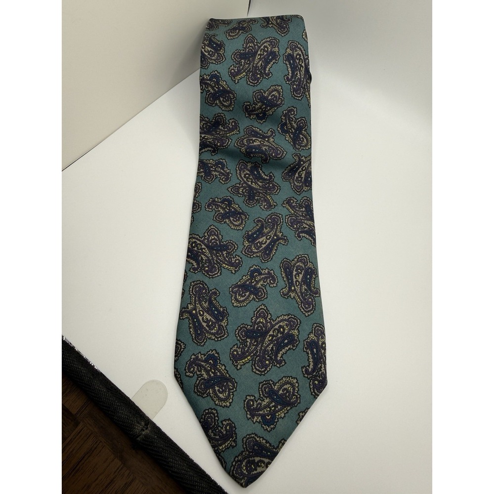 Robert Talbott Nordstrom Tie Mens Teal Purple Paisley Silk Italy Hand Sewn 60 in